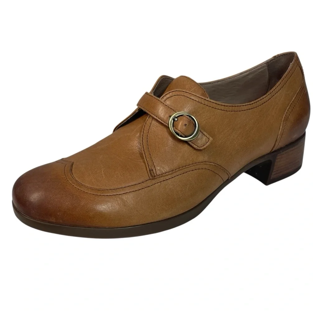 Dansko Livie Wingtip Oxford Shoes Womens 41 11 11.5 Monk Strap Tan Nappa Leather - Picture 1 of 7